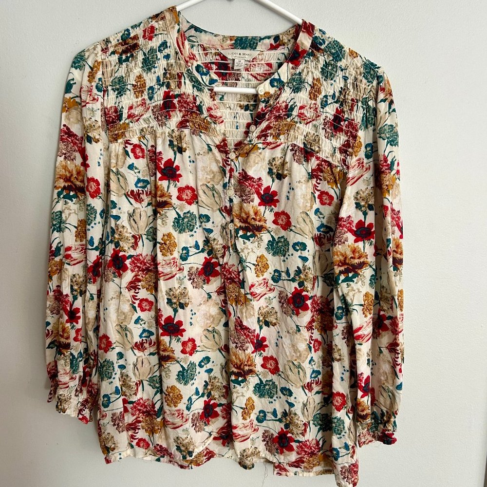 Lucky Brand Floral Blouse, Size M